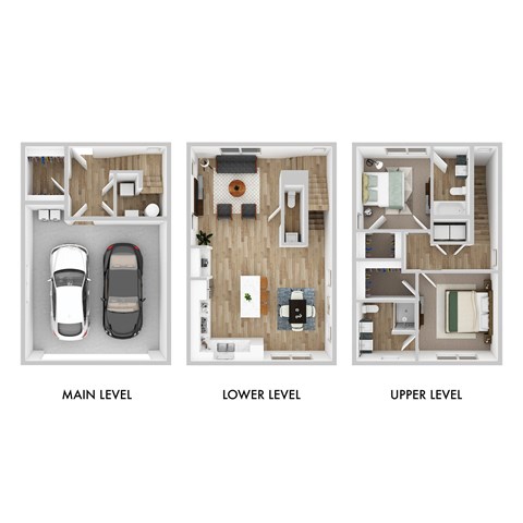Floor plan for 2 beds, 2.5 baths, 1326 sqft